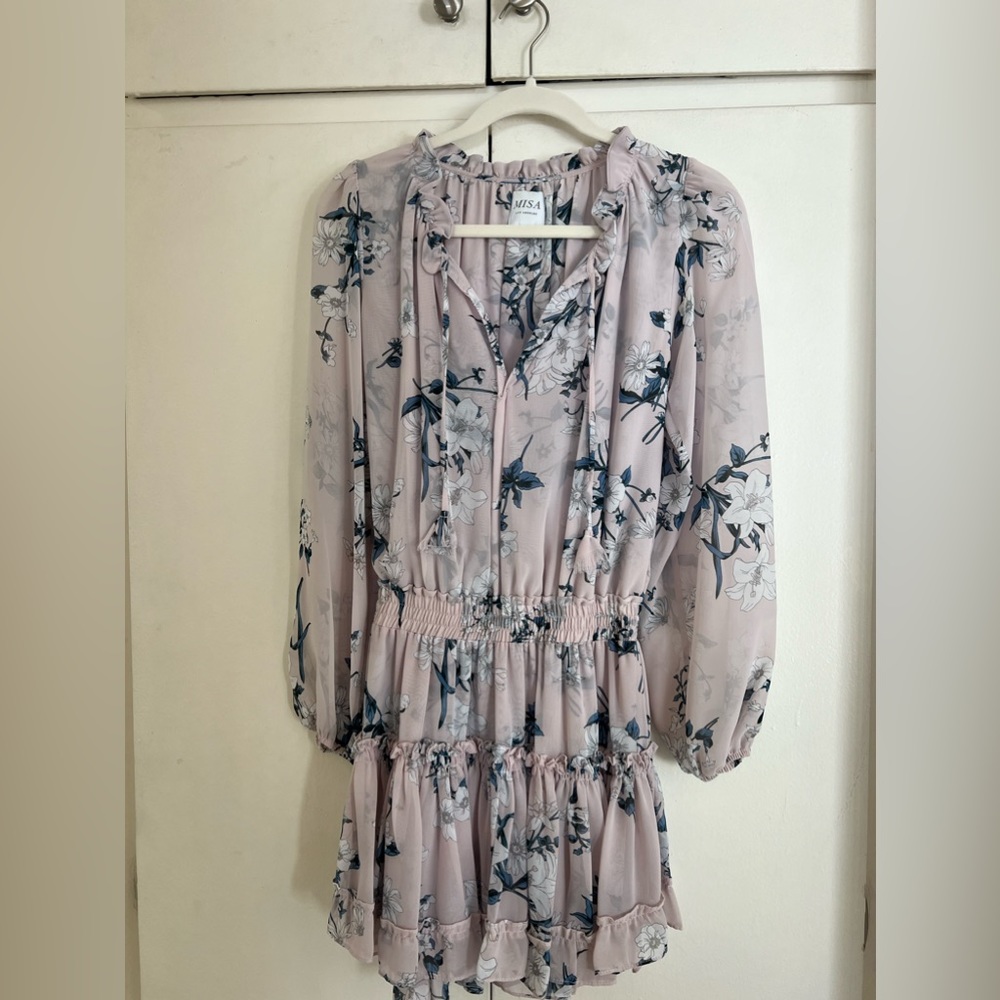 MISA Los Angeles
Lorena Split-Neck Printed Chiffon Mini Dress XS